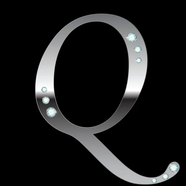 Silver metallic letter Q — Stock Vector
