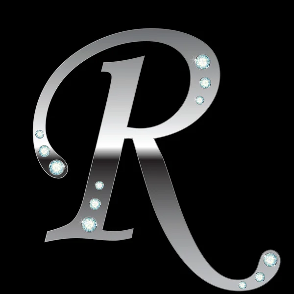 Silver metallic letter R — Stock Vector