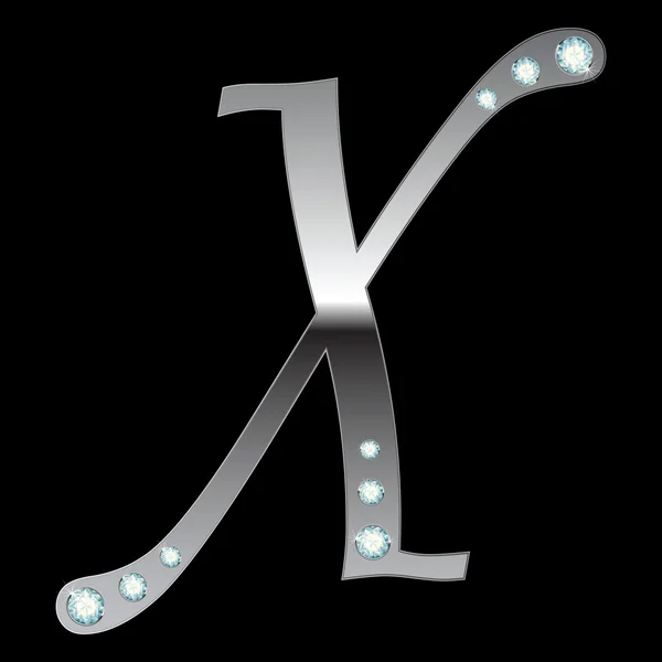 Silver metallic letter X — Stock Vector