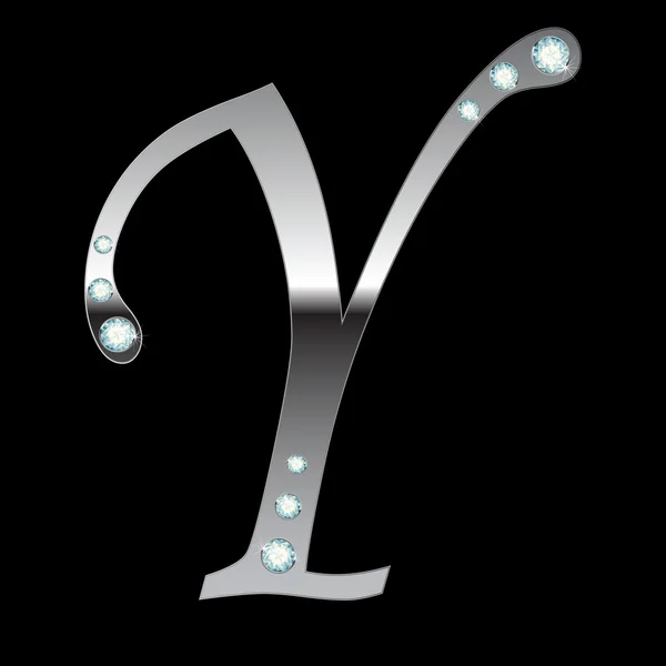 Silver metallic letter Y — Stock Vector