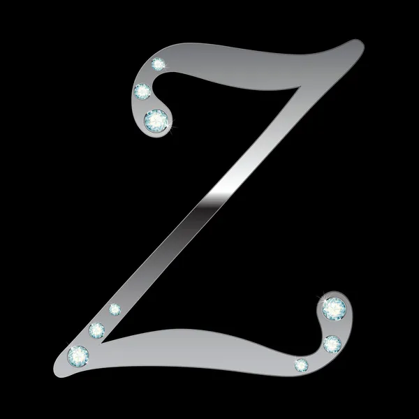 Срібна металева літера Z — стоковий вектор