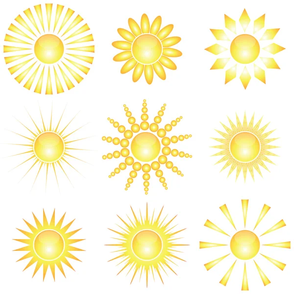 Dekorativní slunce symboly. — Stockový vektor