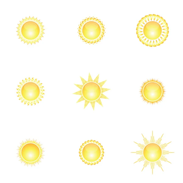 Dekorativa solen symboler. — Stock vektor