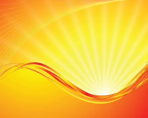 Vektorn solen på gul bakgrund — Stock vektor