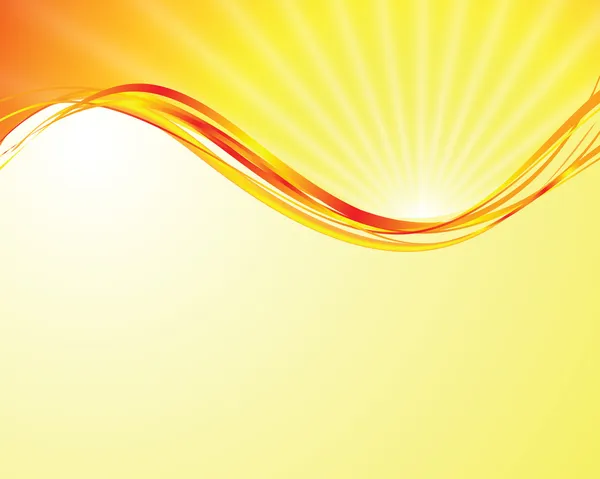 Vektorn solen på gul bakgrund — Stock vektor