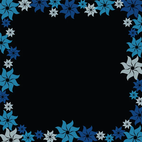 黒の背景に青い花のバースト — ストックベクタ