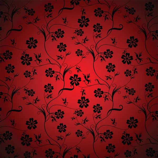 Безшовний фон з мистецтвом чорні квіти — стоковий вектор