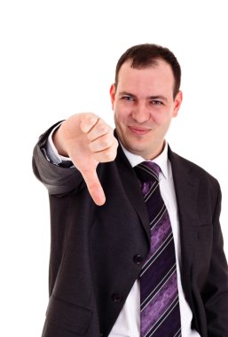 Businessman gesturing thumbs down clipart