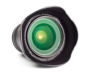 Wide angle zoom lens with hood clipart