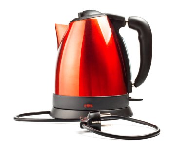 Red and black electrical tea kettle clipart