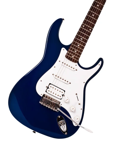 Closeup modrá elektrická kytara — Stock fotografie