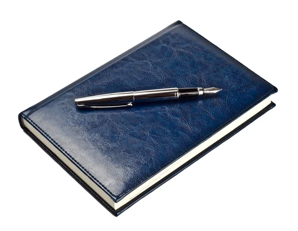 Ручка на закритому щоденнику — стокове фото