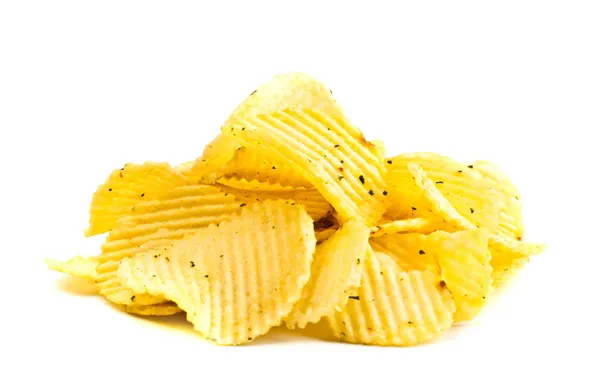 Un puñado de papas fritas amarillas Fotos de stock libres de derechos