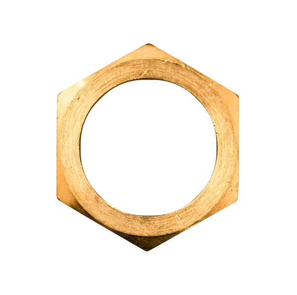 黄金の六角ナット — ストック写真