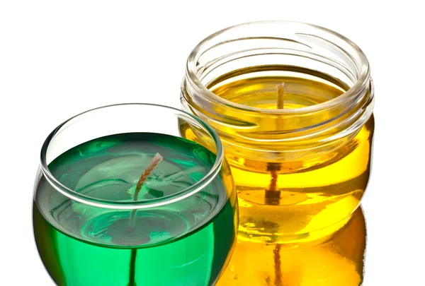 Green and yellow gel candles — Stock Photo, Image
