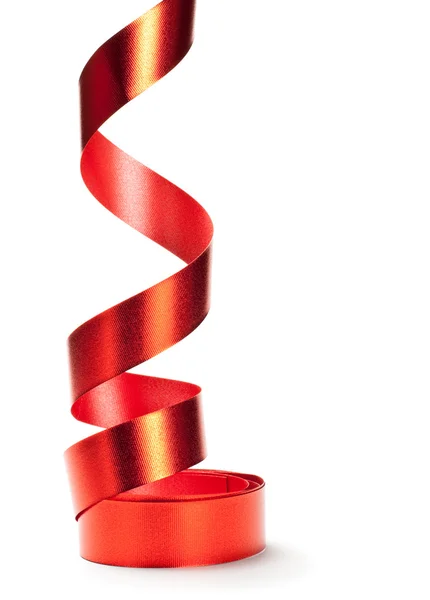 Red ribbon falling down — Stock Photo, Image