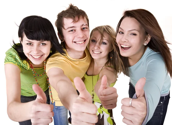 Group of throwing out thumbs. Stock Photo