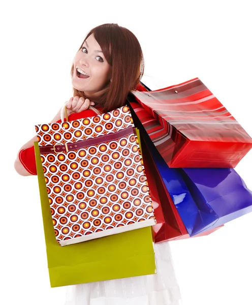 Shopping girl with group bag. Royalty Free Stock Images