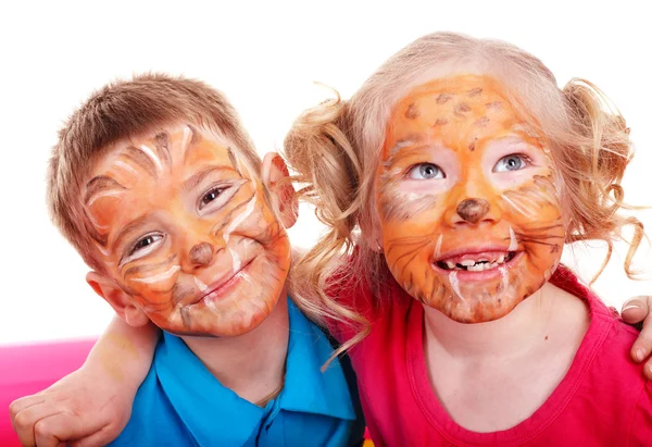 Děti s barvou obličeje. — Stock fotografie