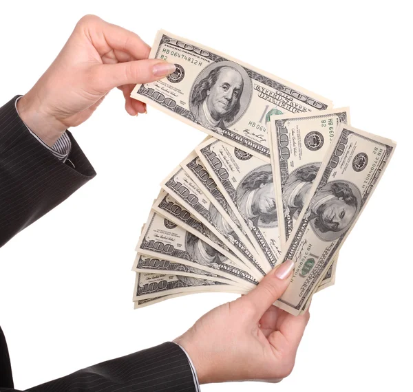 Stack of money on white isolated background. studio photo. — Stock Photo, Image