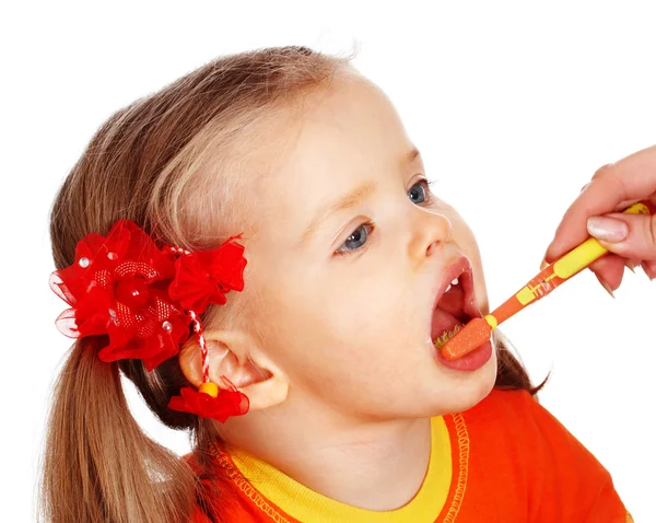 Gyermek l tiszta kefe fogak. — Stock Fotó