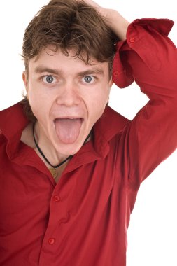 Man put out one's tongue. clipart