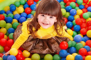 Child in group colourful ball. clipart