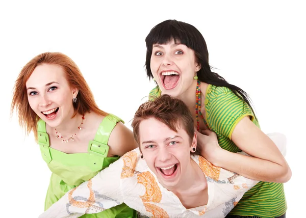 Šťastný skupina v zelené. — Stock fotografie