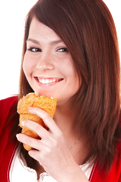 Chica comiendo pedazo de pastel . —  Fotos de Stock