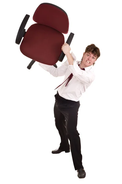 Businessman in crisis throw chair. — Stock Photo, Image