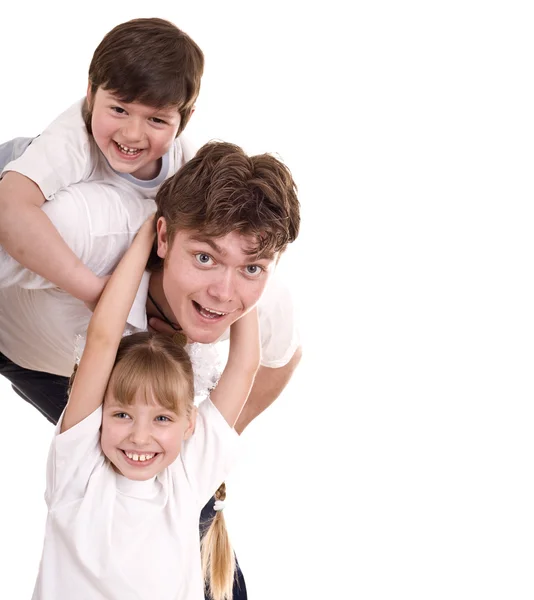Boldog családi apa és két gyermek. — Stock Fotó