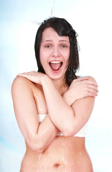 Beautiful wet girl. Body care. — Stock Photo, Image