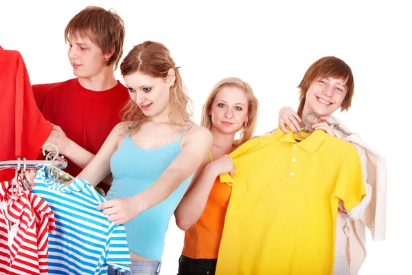 Grupp i kläder butik — Stockfoto