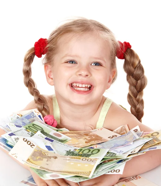 돈 유로와 행복 한 아이. — 스톡 사진