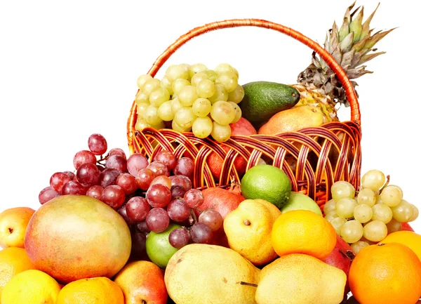Groep voor kleur fruit in mand. — Stockfoto