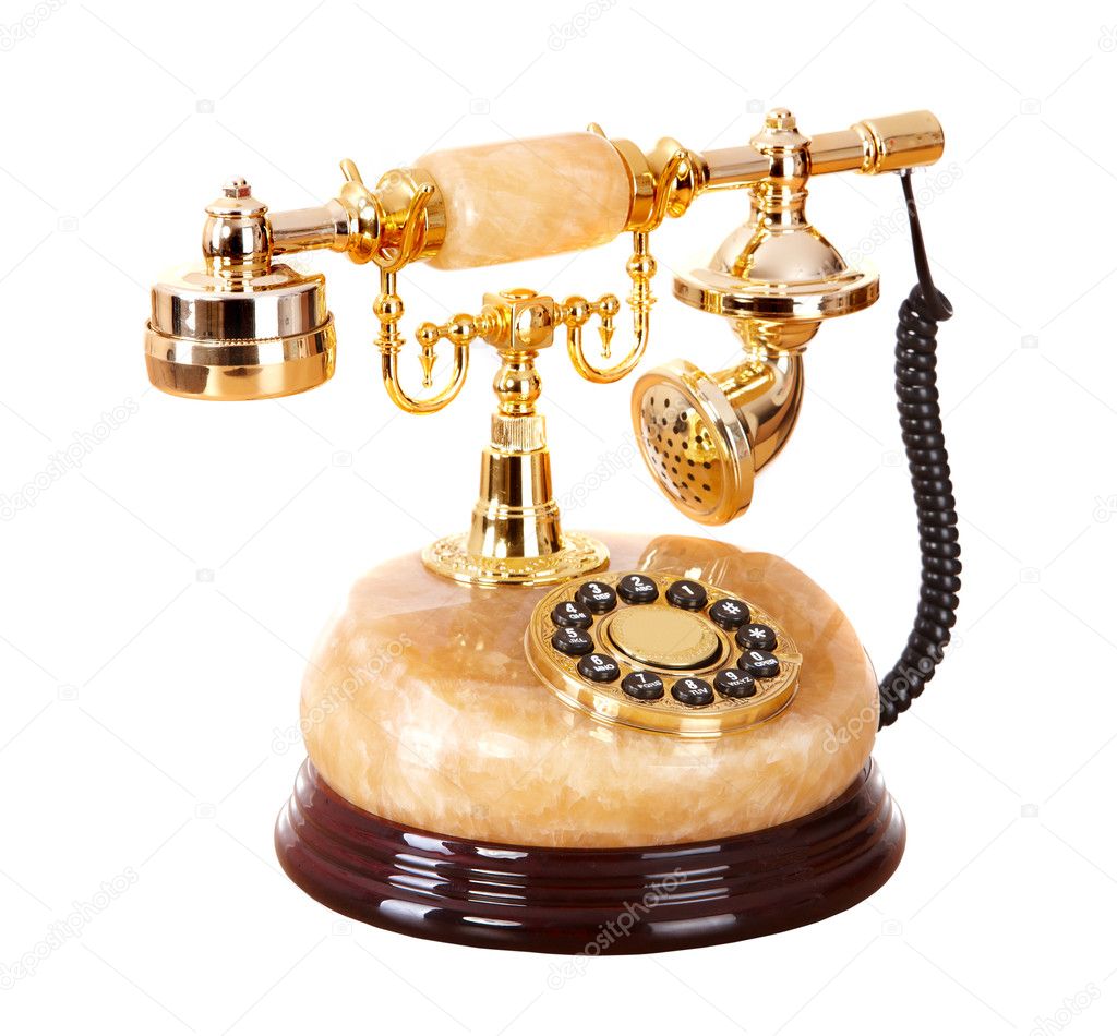 Old gold telephone from onyx.