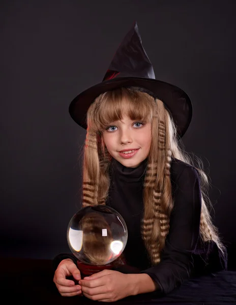 Girl holding crystal ball. — Stock Photo, Image