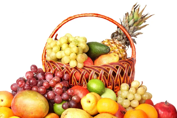 Group of colour fruit in basket. — Stock Photo, Image