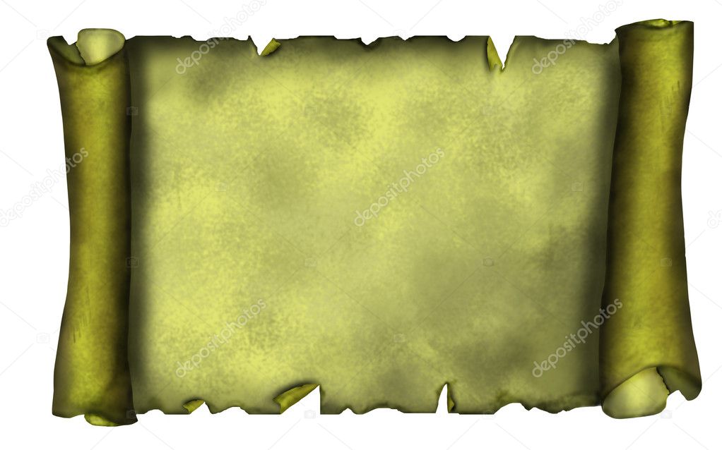 Illustration of old scroll banner in grunge style.