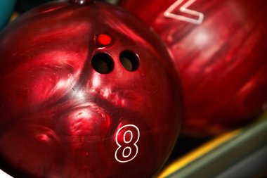 Group of red bowling ball. clipart