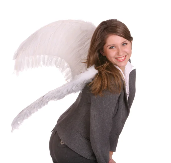 Молода жінка в костюмі ангела . — стокове фото