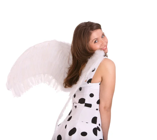 Giovane donna in costume di angelo . — Foto Stock
