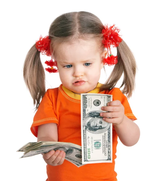 Para dolar tutan çocuk. — Stok fotoğraf