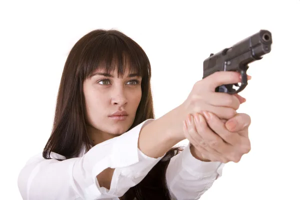 Красивые молодые женщины с пистолетом . — стоковое фото