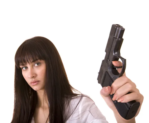 Mooie jonge vrouwen met pistool. — Stockfoto