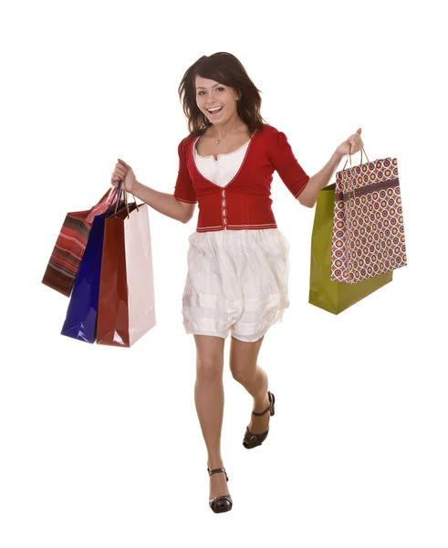 ショッピング バッグを持つ若い女の子. — ストック写真