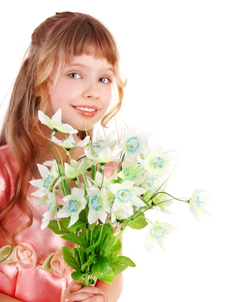 Hermosa chica con flor de primavera . —  Fotos de Stock