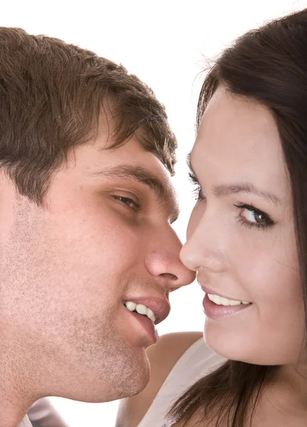 Couple of girl and man kiss. Love. Royalty Free Stock Images
