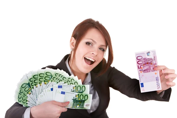 Vrouwelijke ondernemers met groep van geld euro. Stockafbeelding