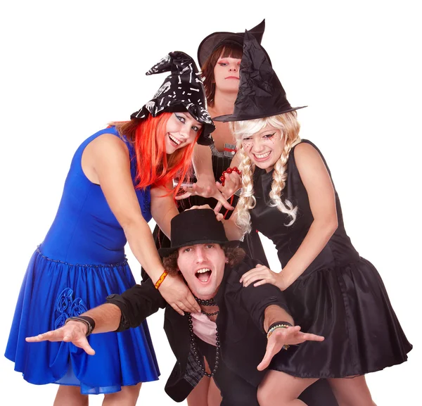 Group of in witch costume. Stock Photo